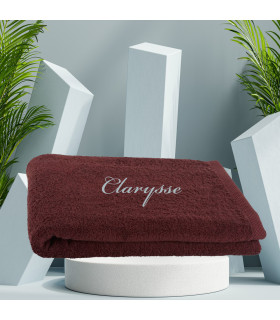 drap de bain brodé couleur bordeaux