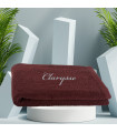 Drap bain BIO brode bordeaux