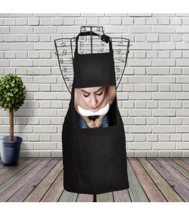 tablier noir personnalisé photo