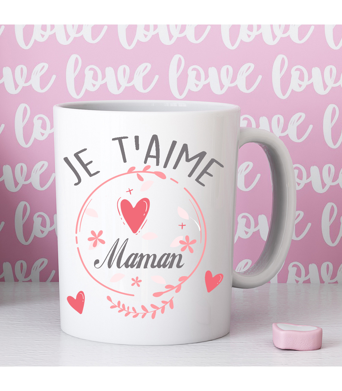 Tasse-Mug Maman Je t'Aime de Tout Mon Cœur- Idée Cadeau Maman