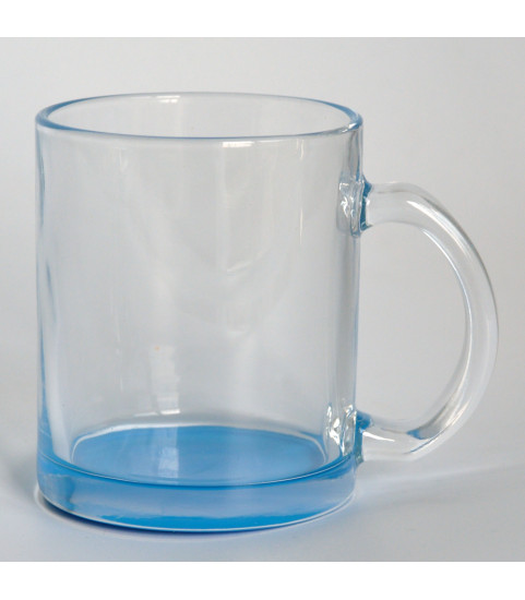 mug transparent fond bleu