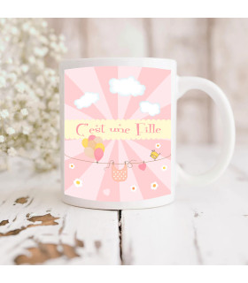 cadeau mug pour annoncer naissance fille