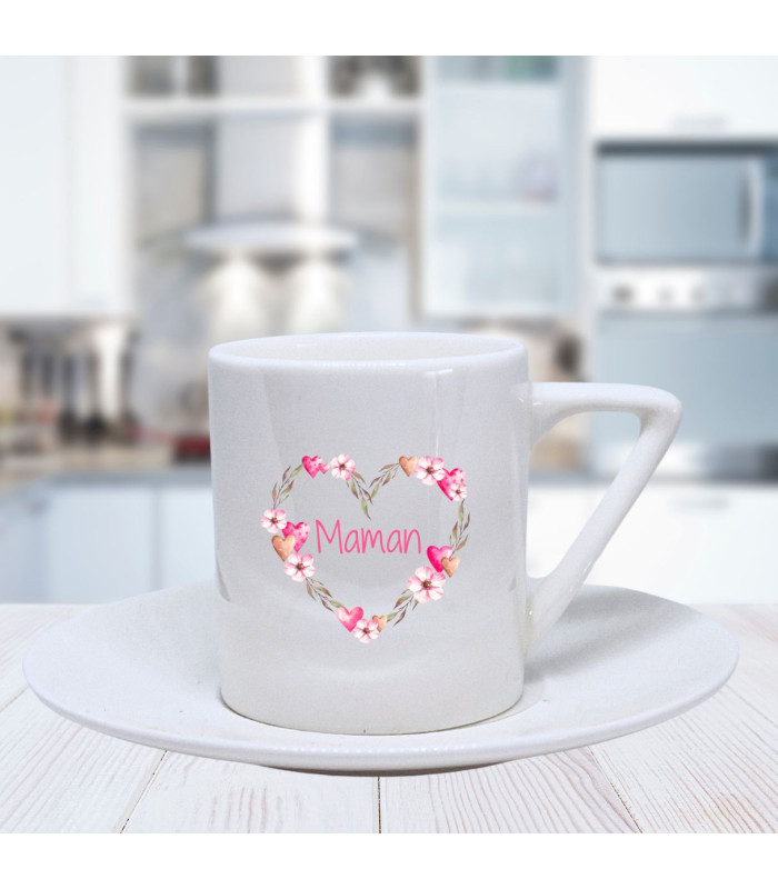 Tasse à café maman coeur personnalisée