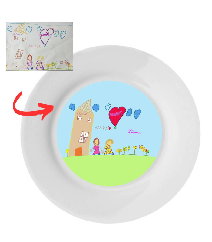 Assiette personnalisée avec dessin enfant