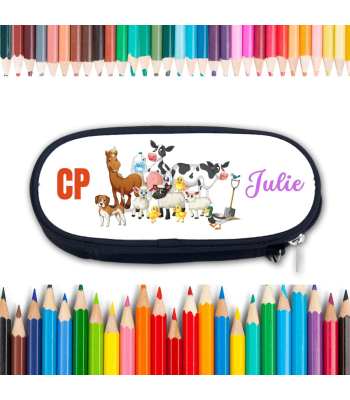 Trousse scolaire enfant animaux personnalisée