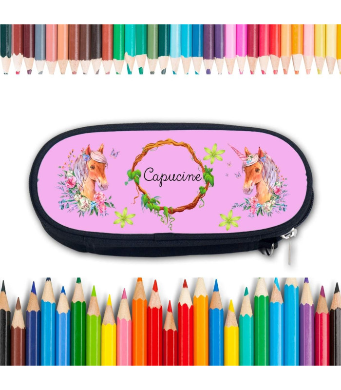 Trousse scolaire enfant cheval personnalisée