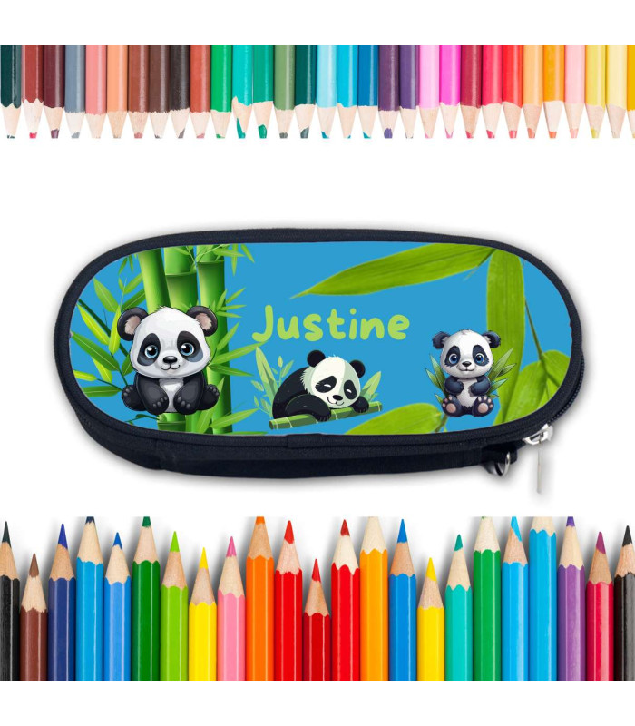 Trousse scolaire pour enfants panda personnalisée