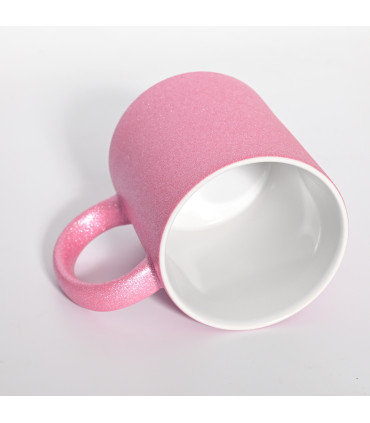 Mug paillettes rose personnalise