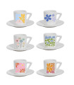 Lot de 6 tasses à café fleurs abstraites personnalisables