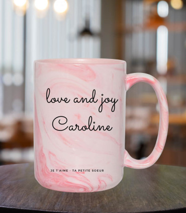 Maxi mug rose personnalisé effet peinture