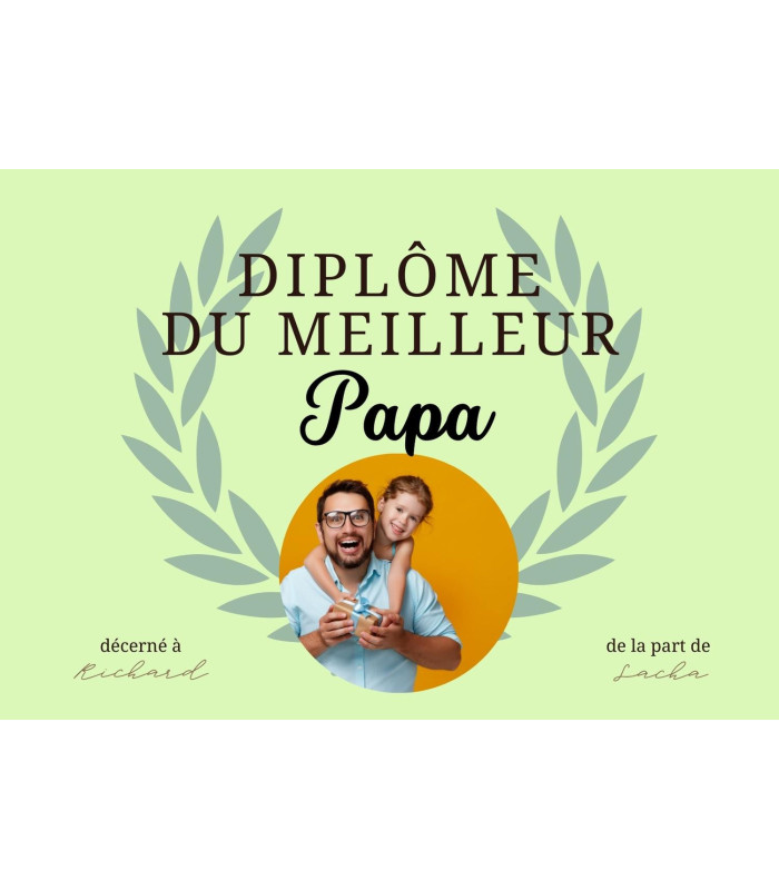 Diplôme du meilleur papa personnalisé