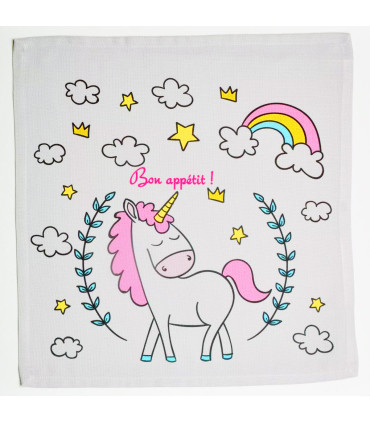 serviette de table enfant licorne