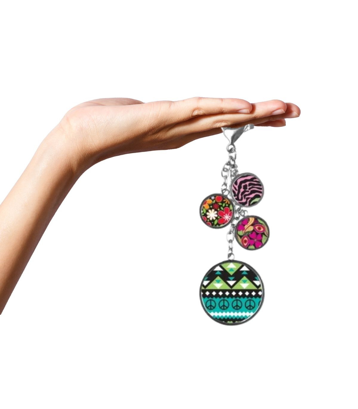 Porte cles clé clefs rond imprime double face meduse