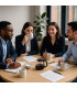 reunion de travail avec des tasses à café entreprise