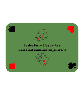 tapis jeu de cartes avec citation