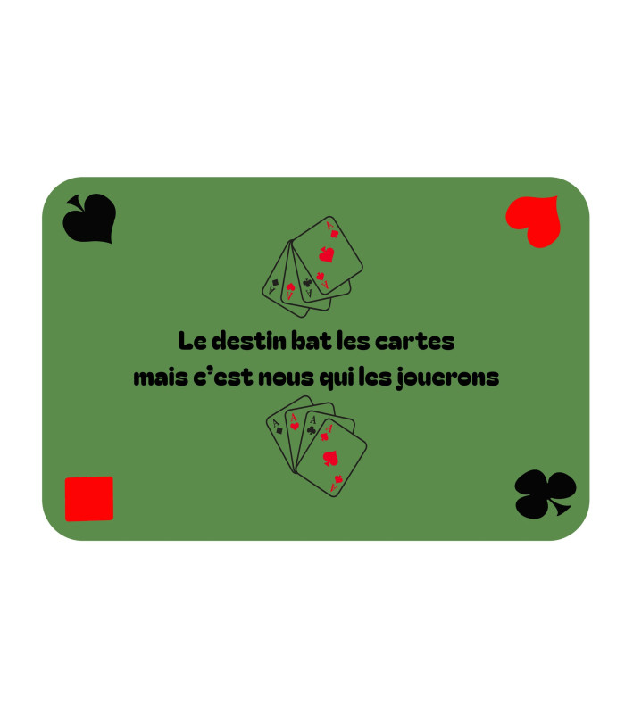 Tapis jeu de cartes avec citation