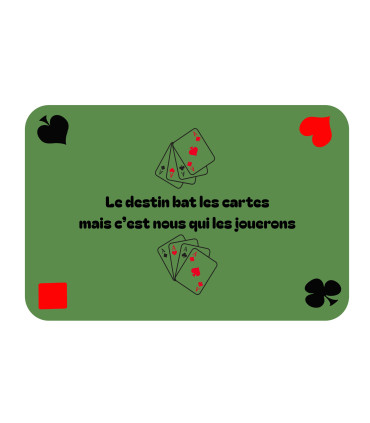 tapis jeu de cartes avec citation