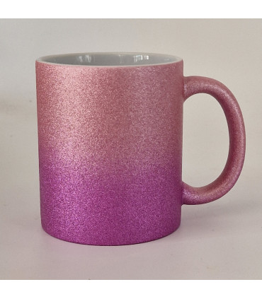 Mug paillettes double rose personnalisé
