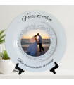 Assiette noces de coton personnalisée