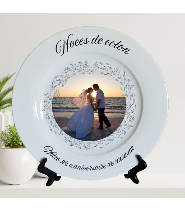 Assiette noces de mariage étain personnalisée