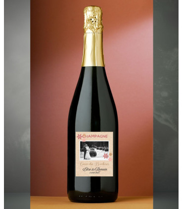 etiquette collée sur bouteille champagne