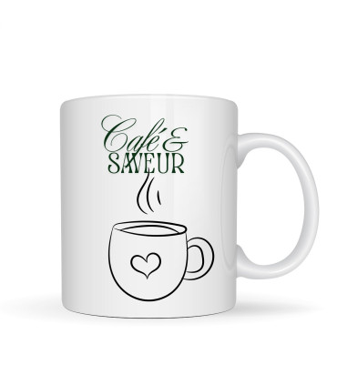 Mug blanc imprimé avec photo et texte