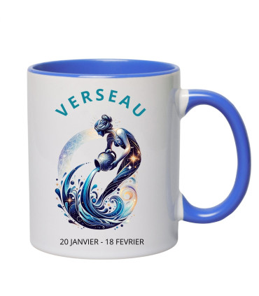 mug couleur bleu personnalisé signe verseau