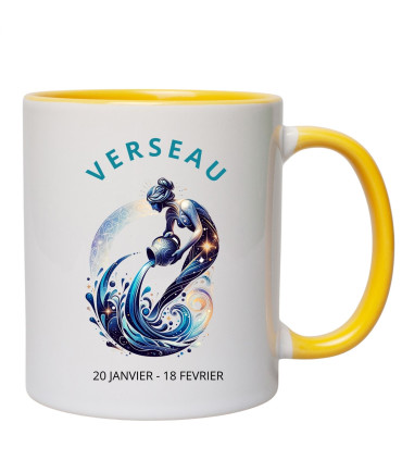 mug couleur jaune signe verseau personnalise