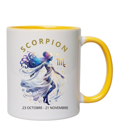 mug jaune personnalisé signe scorpion