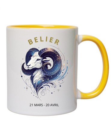 mug jaune personnalisé signe bélier