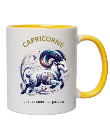 mug jaune capricorne personnalisé