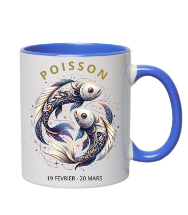 mug bleu signe poisson