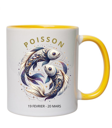 mug jaune signe poisson
