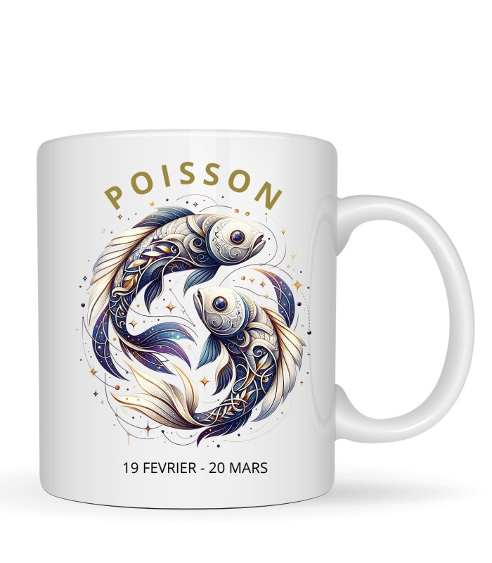 Mug signe du zodiaque poisson personnalisé