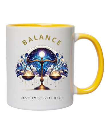 mug jaune signe la balance
