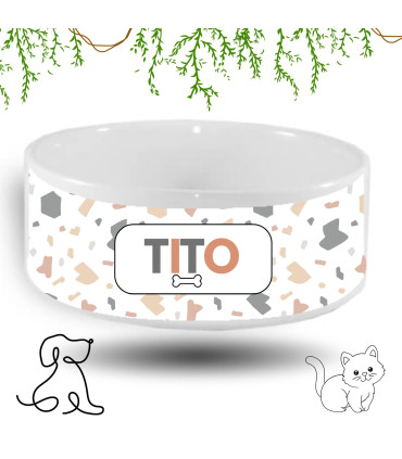 gamelle motif terrazzo chien chat
