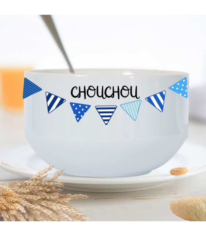 Bol Personnalisé "Chouchou" - Photo et Texte - Drapeau Bleu