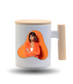 Mug Personnalisé avec Couvercle et Anse en Bois