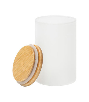 pot en verre avec couvercle bambou personnalisé