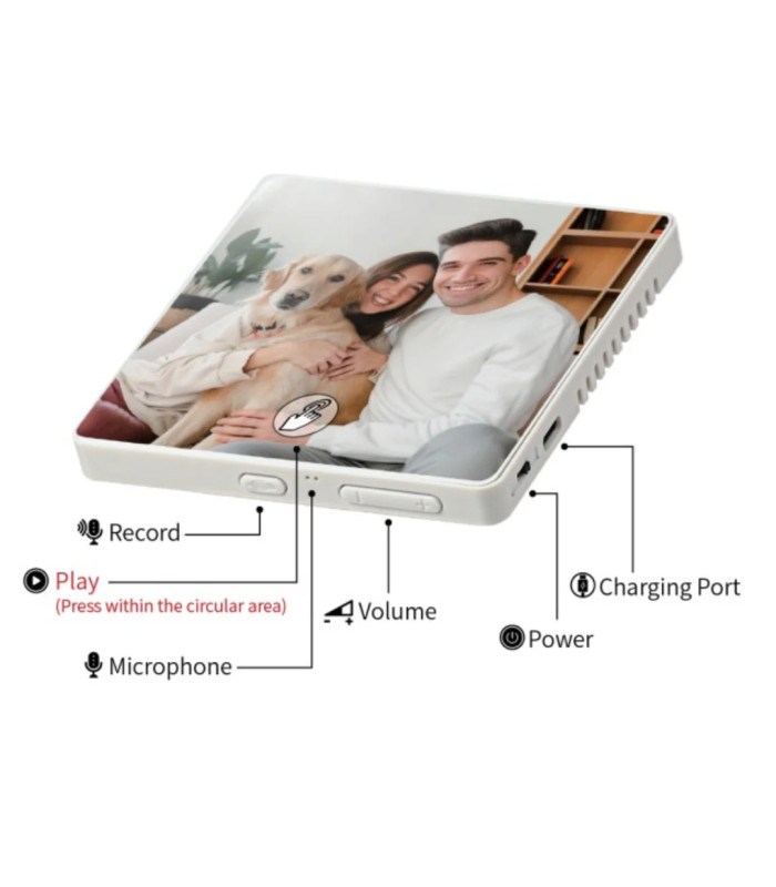 Magnétophone Musical et Photo Personnalisé - Message Vocal et Mémo Audio