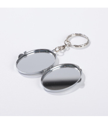 Porte-Clés Ovale Métal Poli Personnalisé avec Miroir Intégré