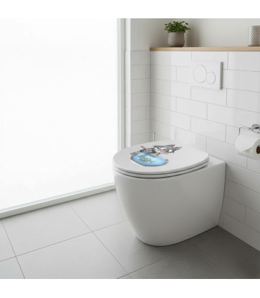 sticker chat posé sur toilette