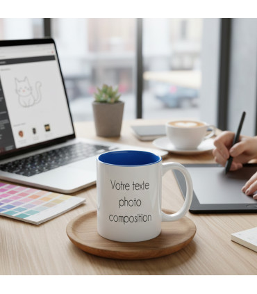 mug personnalisé sur un bureau