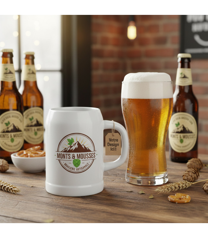 Chope à bière personnalisée avec anse