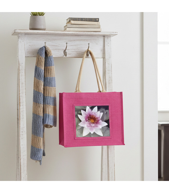 Petit Sac en Jute Fuchsia – Personnalisable avec Photo