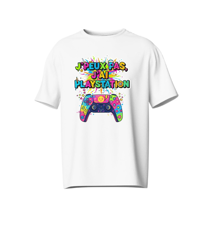 T-shirt Homme "Je peux pas j'ai Playstation" – Design Coloré Pop