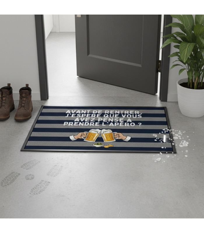 Paillasson Humour "J'espère que vous avez pensé à l'apéro" – 35x50 cm