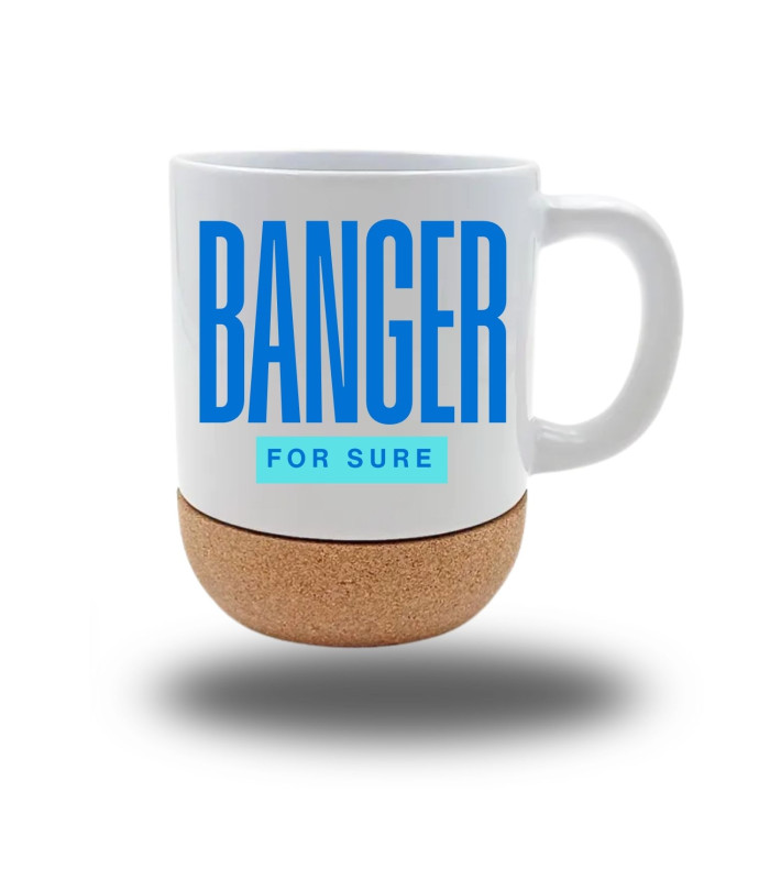 Mug Design "Banger For Sure" avec Socle Liège et Couvercle