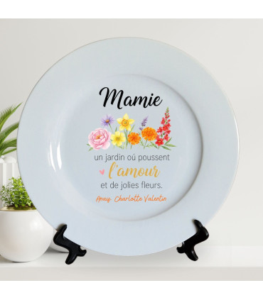 Assiette Décorative Personnalisée "Le Jardin de Mamie"