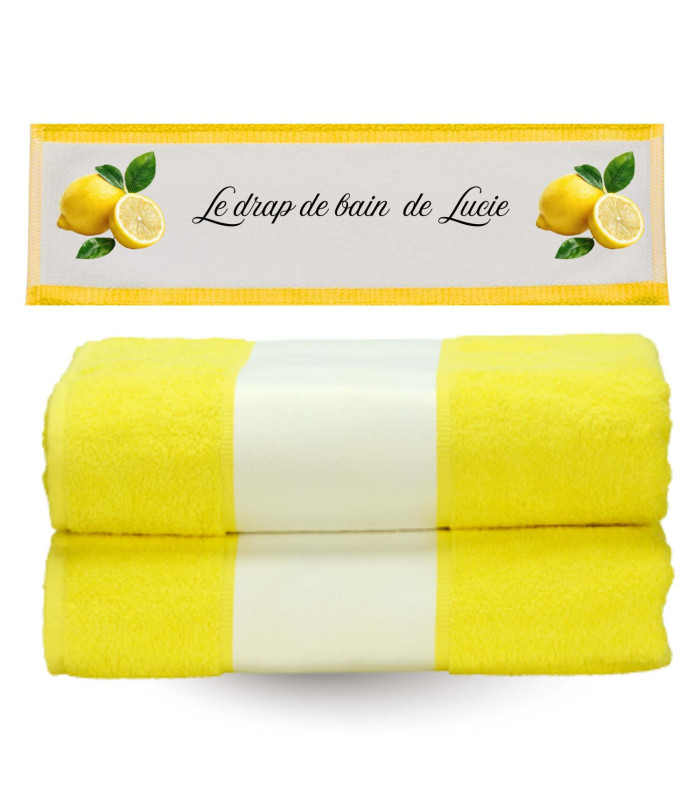 Drap de bain Jaune Soleil à personnaliser (70x140 cm)